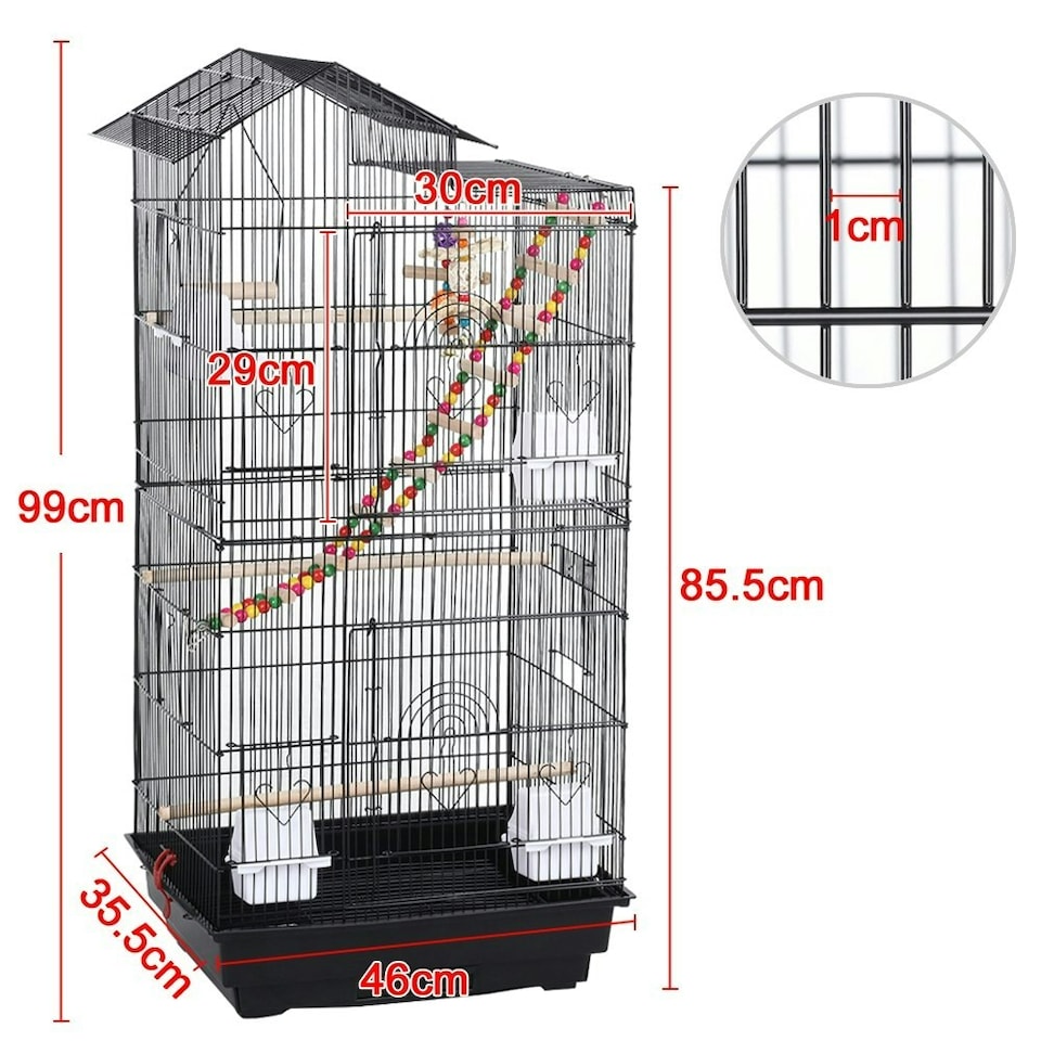 image 1 of Yaheetech 99 cm Tall Metal Parrot Cage Birdcage w/Swing