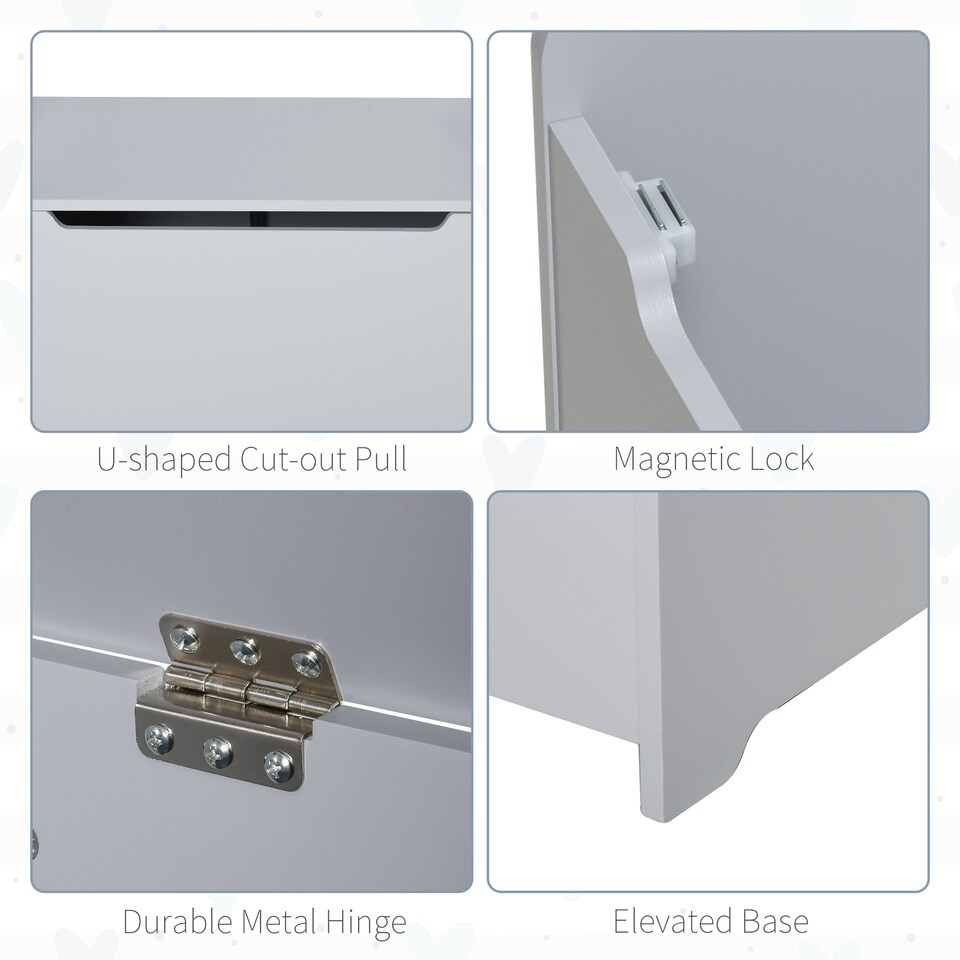 image 1 of HOMCOM Wooden Kids Toy Box Children Storage Organizer Chest Safety Hinge | Grey | 60cm x 40cm x 48cm