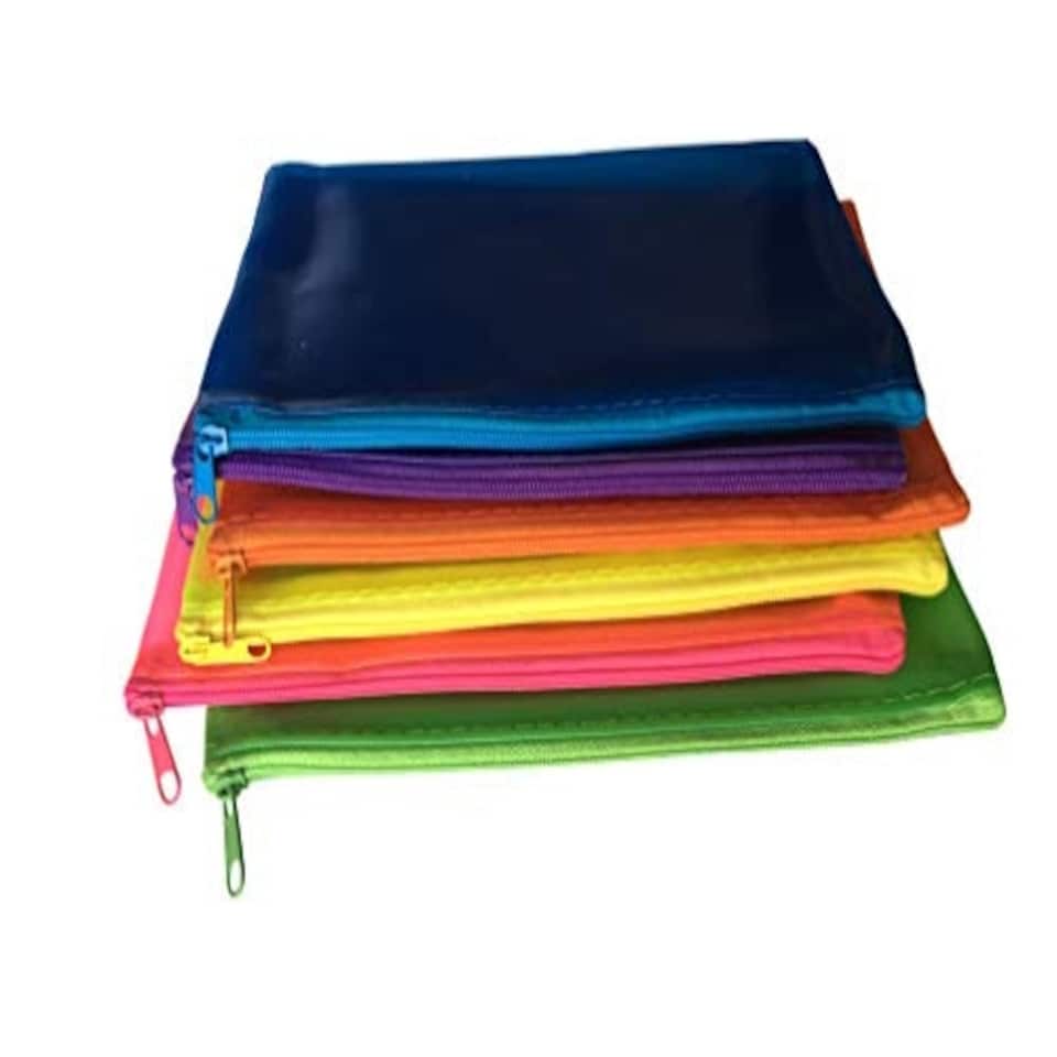 image 1 of 72 x Assorted Frosted Colour 8x5" Pencil Cases - See Through Exam Clear Translucent