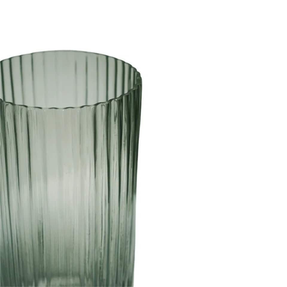 image 1 of Daphne Ribbed Vase - Glass - L15 x W15 x H23 cm - Sage Clear