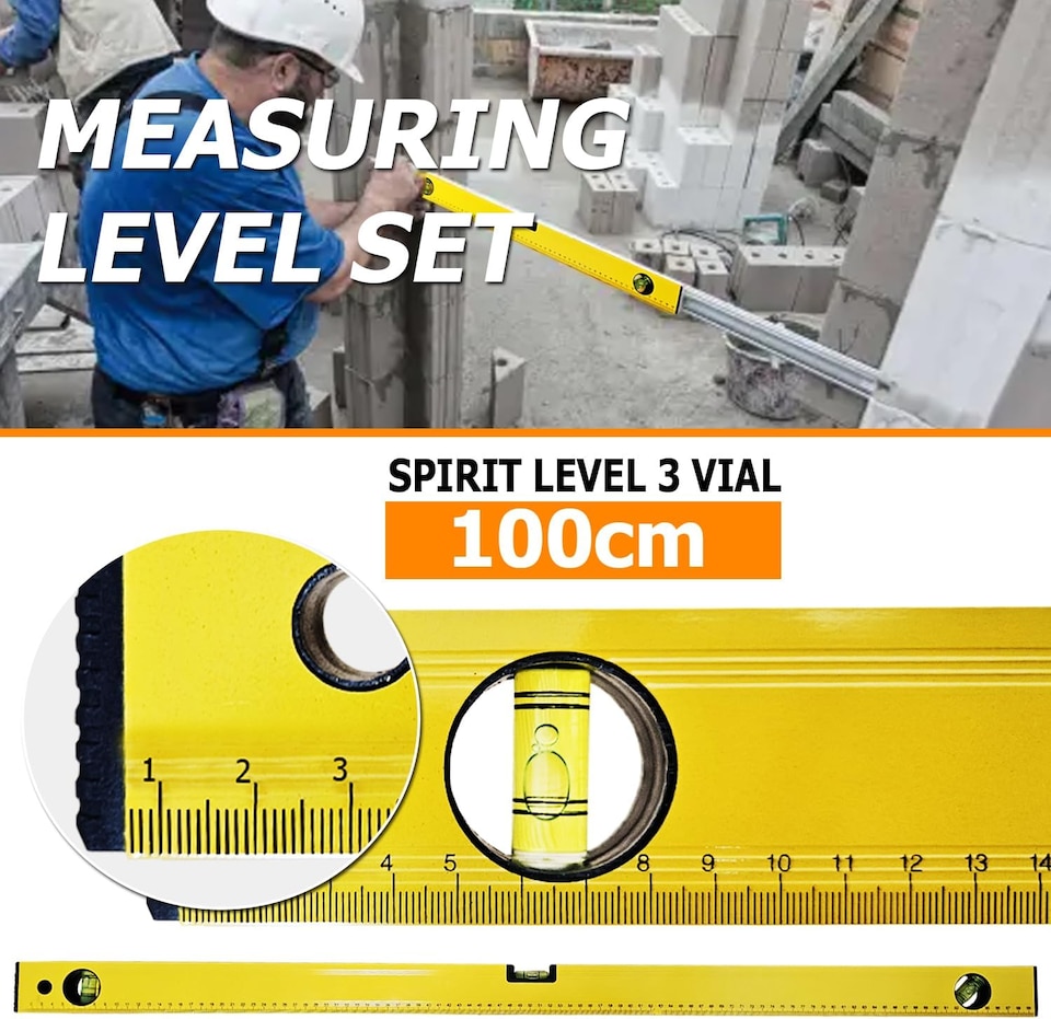 image 1 of Spirit Level, 3pcs High Accuracy Spirit Level Set Lightweight DIY Builder 400, 600, 1000mm, Aluminum Alloy Level Set