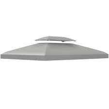 Outsunny 3x4m Gazebo Canopy Replacement, 2 Tier Top Roof UV Cover Garden Patio Outdoor Sun Awning Shelters, Light Grey TOP COVER ONLY