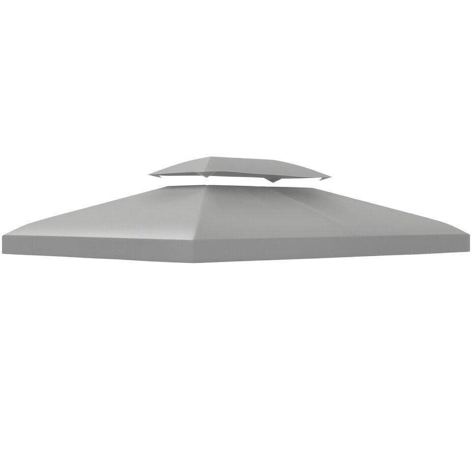 image 1 of Outsunny 3x4m Gazebo Canopy Replacement, 2 Tier Top Roof UV Cover Garden Patio Outdoor Sun Awning Shelters, Light Grey TOP COVER ONLY