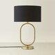 image 3 of ValueLights Antonia Black Fabric Drum Lamp Shade Brushed Gold Oval Table Lamp with LED Bulb Gold