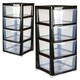 image 2 of Black 4 Tier Home Office School Clear Plastic Storage Unit Perfect For Bedside Organisation Black