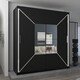 image 2 of Modern Geometric Mirror Sliding Wardrobe 120cm | White/Black/Grey 2-Door Bedroom Cabinet Black | Black120cm