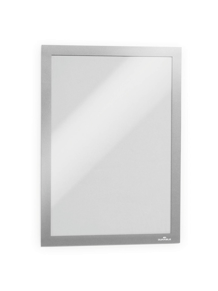 image 1 of Durable DURAFRAME Self Adhesive Magnetic Signage Frame | 2 Pack | A4 Silver | Silver