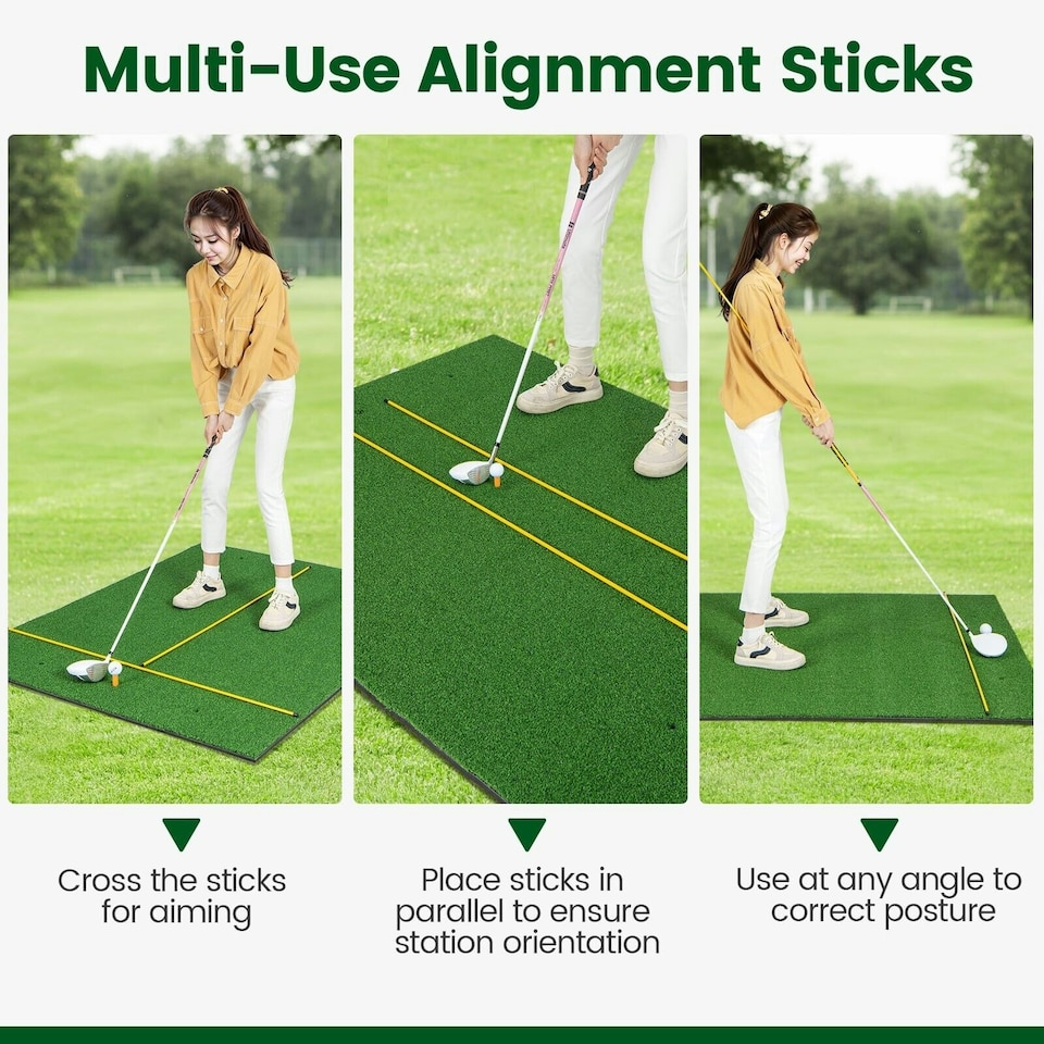 image 1 of COSTWAY 3-In-1 Premium Golf Practice Turf 27mm Golf Hitting Mat