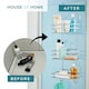image 6 of Shower Caddy 3 Tier Bathroom Storage Organiser Hanging Basket With Shelving Over The Door Silver