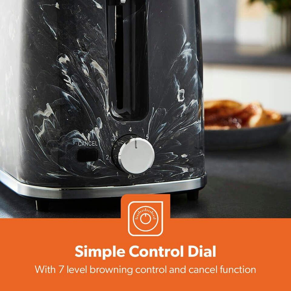 image 1 of GEEPAS 2 Slice Marble Toaster- 900W | Black
