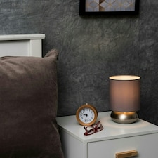 ValueLights Touch Dimmable Brushed Silver Table Lamp and E14 Candle LED 5W Warm White 3000K Bulb