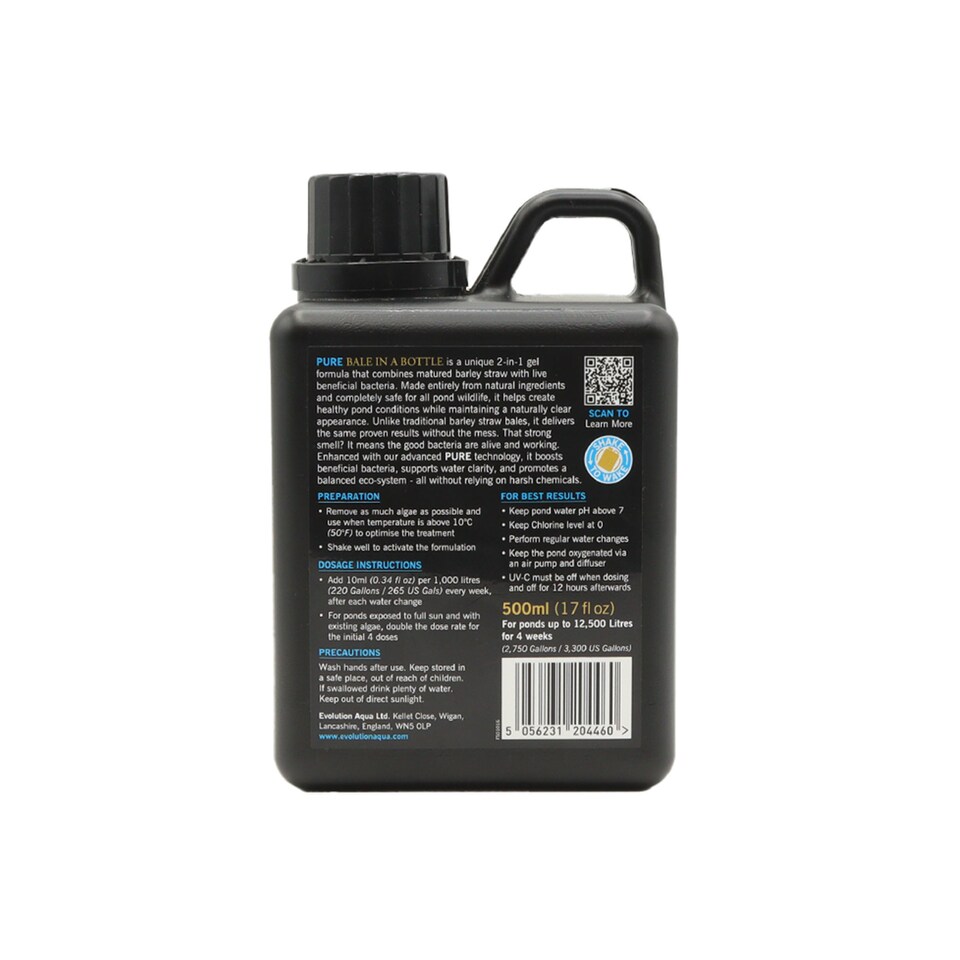 image 1 of Evolution Aqua Pure Bale in a Bottle Pond Water Blanketweed Treatment - 500ml | Black | 1