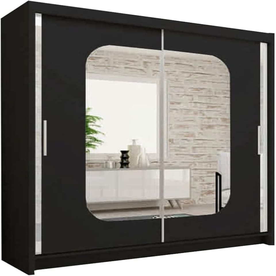 image 1 of Modern Sliding Wardrobe 120/150/180/203cm White/Black/Grey/Oak Black | 203cm