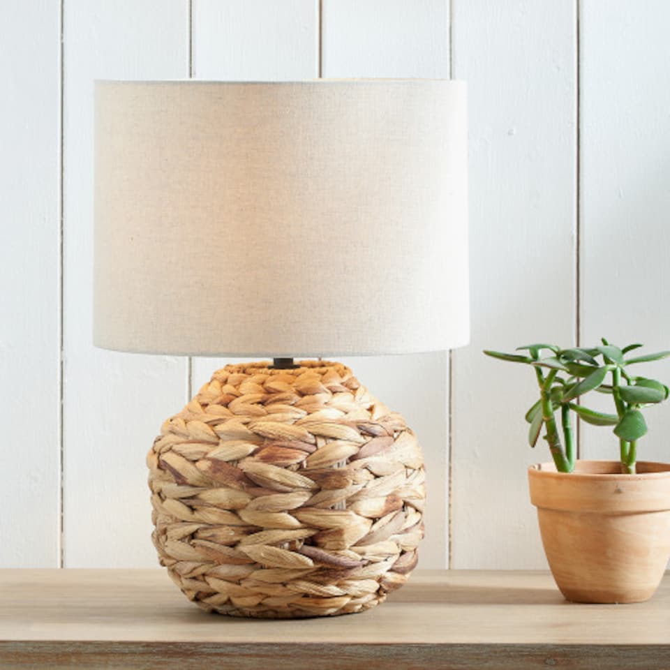 image 1 of Boho Natural Water Hyacinth Table Lamp