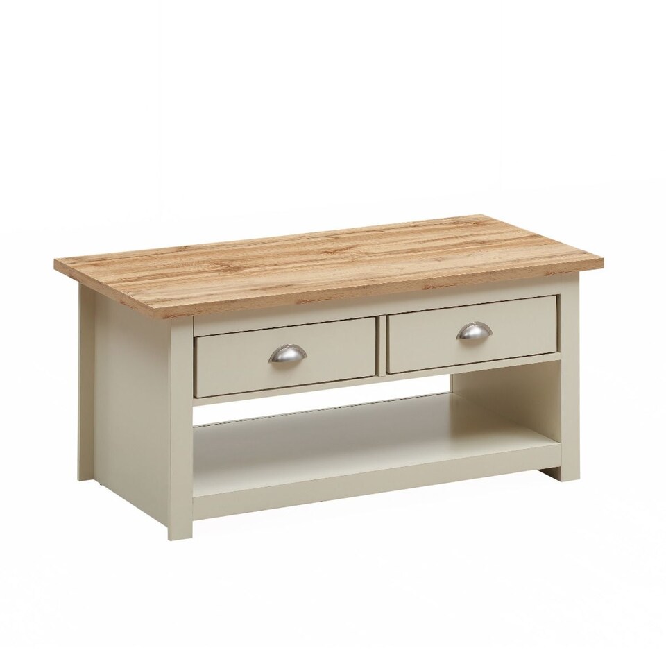 image 1 of Lisbon Living Room 2 Drawer Coffee Table Cream Storage Furniture