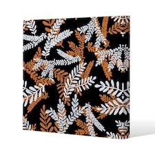 White & Orange Olive Leaves (Canvas Print) 127 x 127 x 4cm