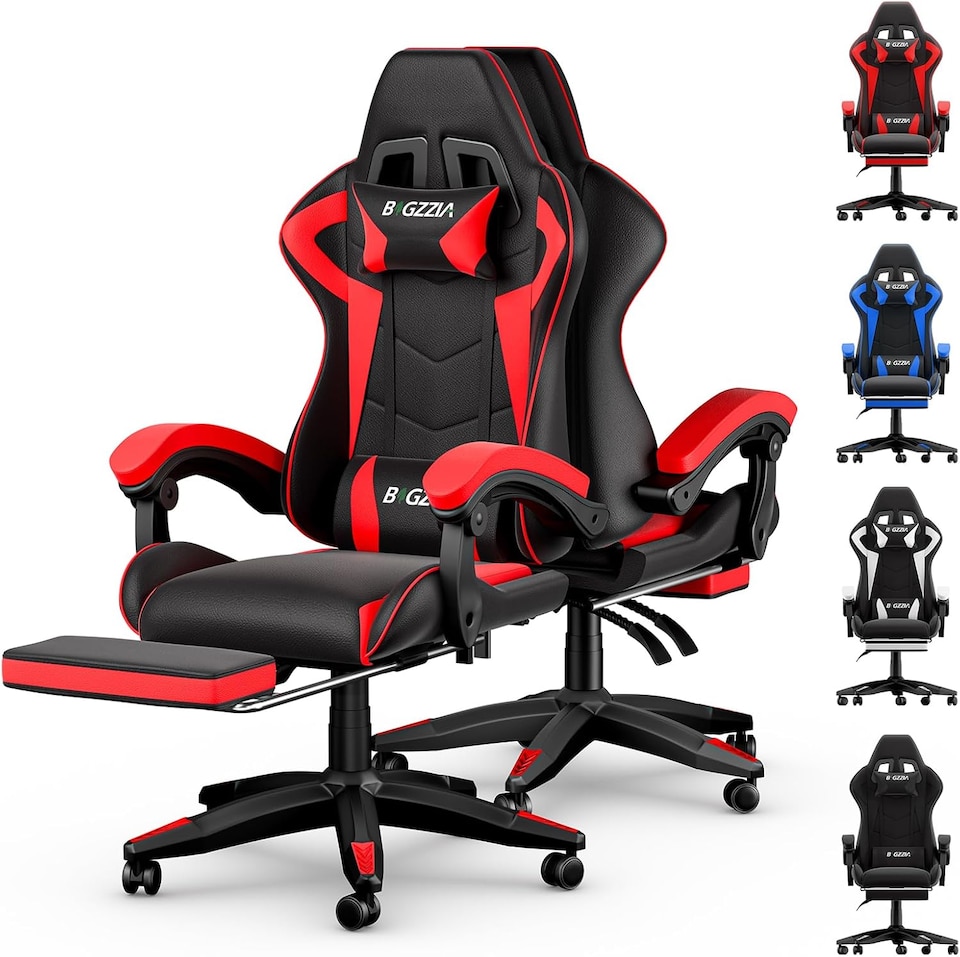 image 1 of Rattantree Ergonomic Gaming Chair with Footrest & Lumbar Cushion
