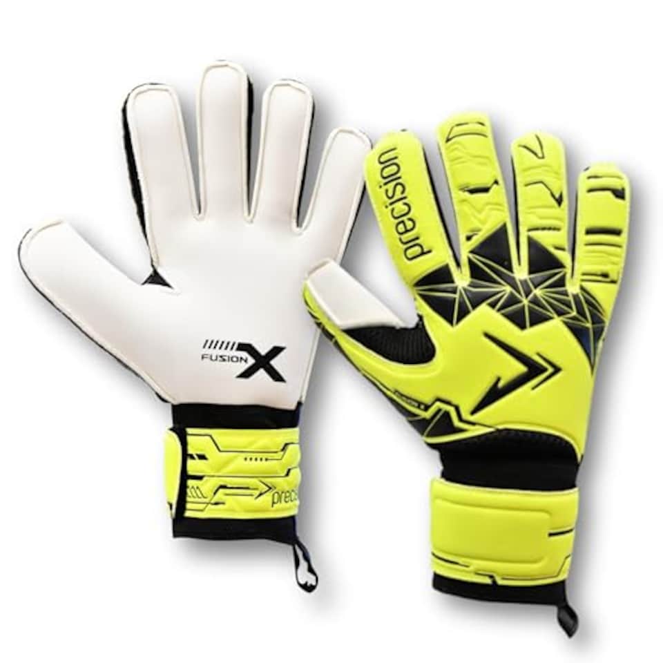 image 1 of Precision Training Fusion X Flat Cut Essential Football Adult's Goalkeeper Gloves, Fluo Yellow, 8