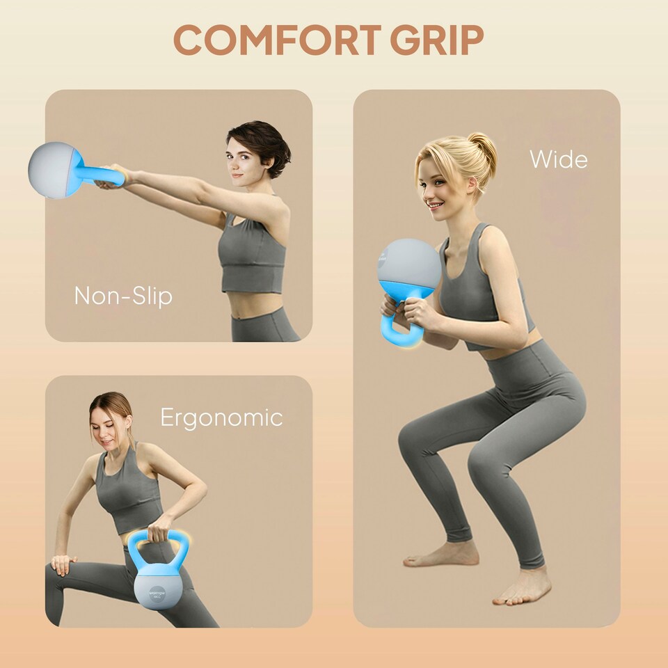 image 1 of SPORTNOW Kettlebell with Soft Body and Non-Slip Handle | Multi | 4