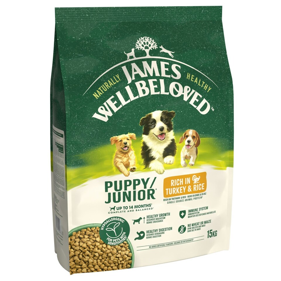 image 1 of James Wellbeloved Puppy/Junior Dry Dog Food Rich in Turkey & Rice 15kg