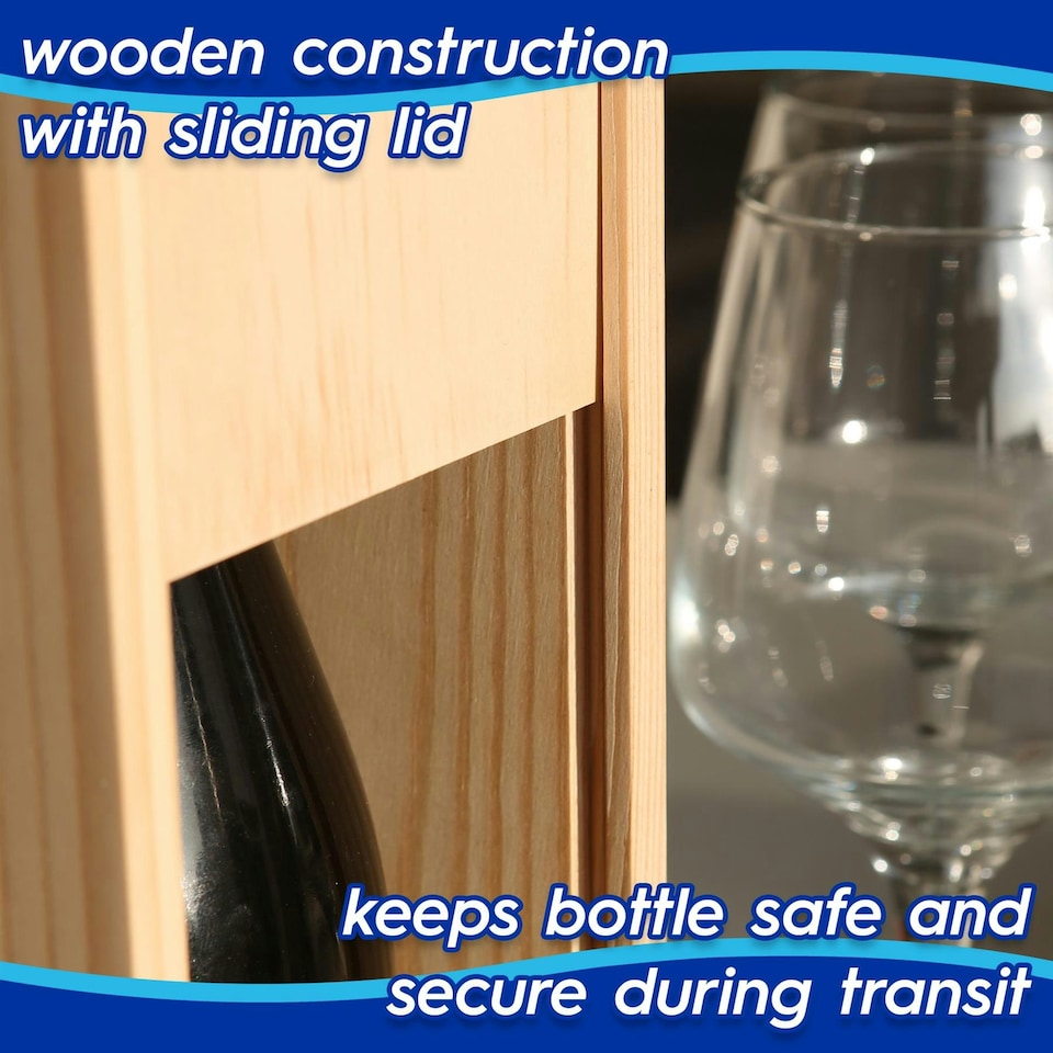 image 1 of Harbour Housewares Wooden Wine Box - Single Bottle - Natural