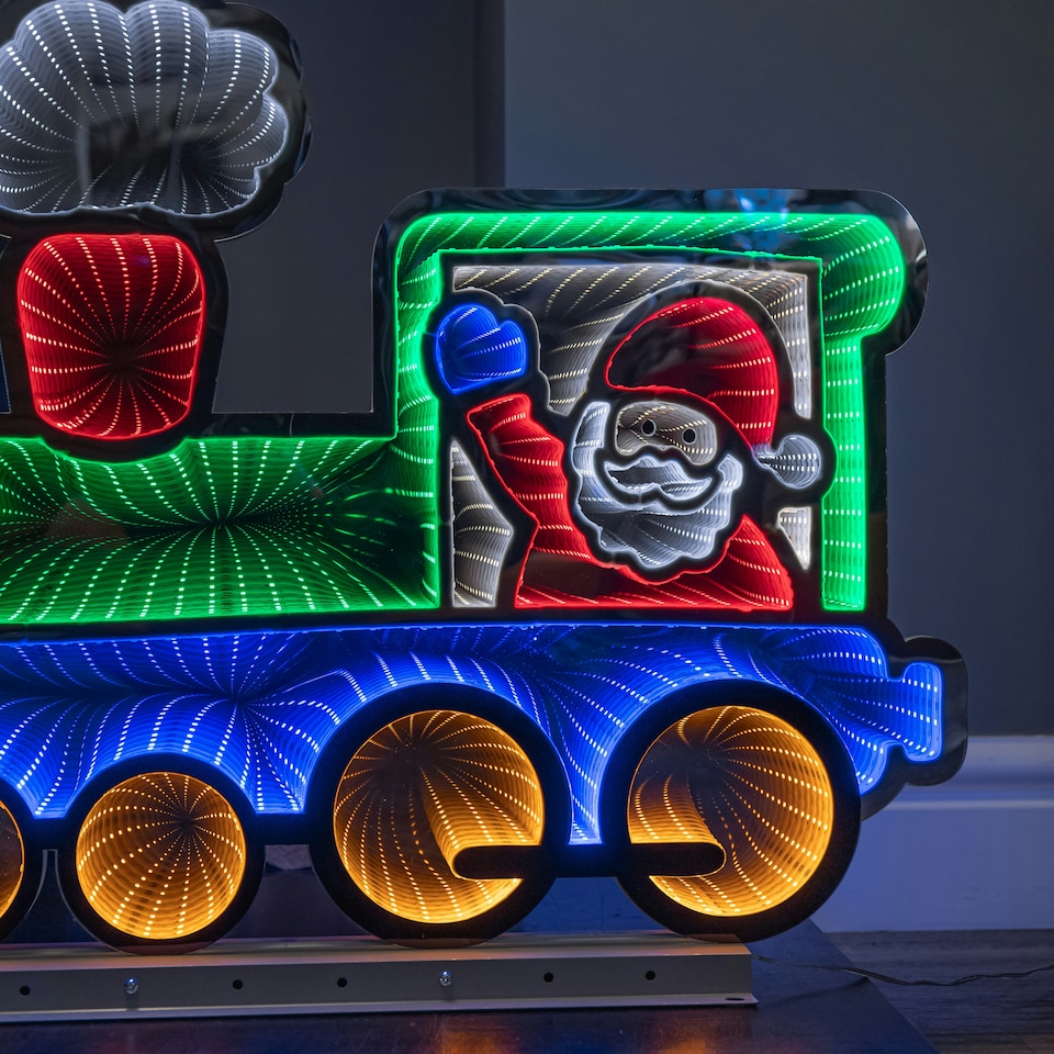 image 1 of 63cm Light up Christmas Train Infinity Decoration with Santa & LEDs