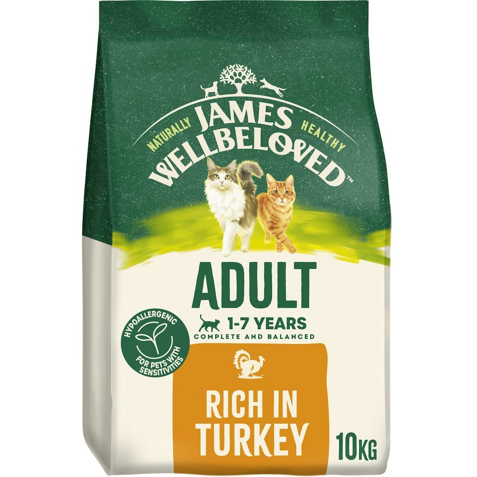 image 1 of James Wellbeloved 1-7 Years Adult Complete & Balanced Dry Cat Food Turkey 10kg