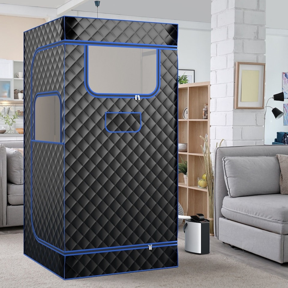 image 1 of COSTWAY Portable Steam Sauna Home Full Body Sauna Box w/3L Steam Generator