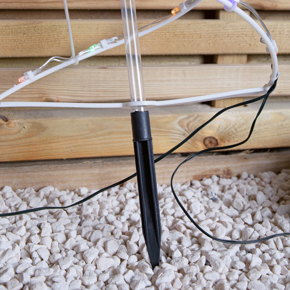 image 1 of 45cm Set of 4 Light up White Spiral Christmas Tree Garden Path Lights with 100 Multi-Coloured LEDs