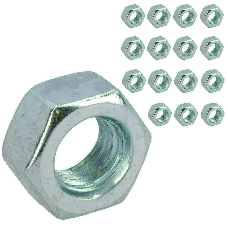 image 1 of M10 x 1.5mm Hex Full Nut Fastener Hexagonal Metric Nuts Grade 8 Zinc Plated 20pk