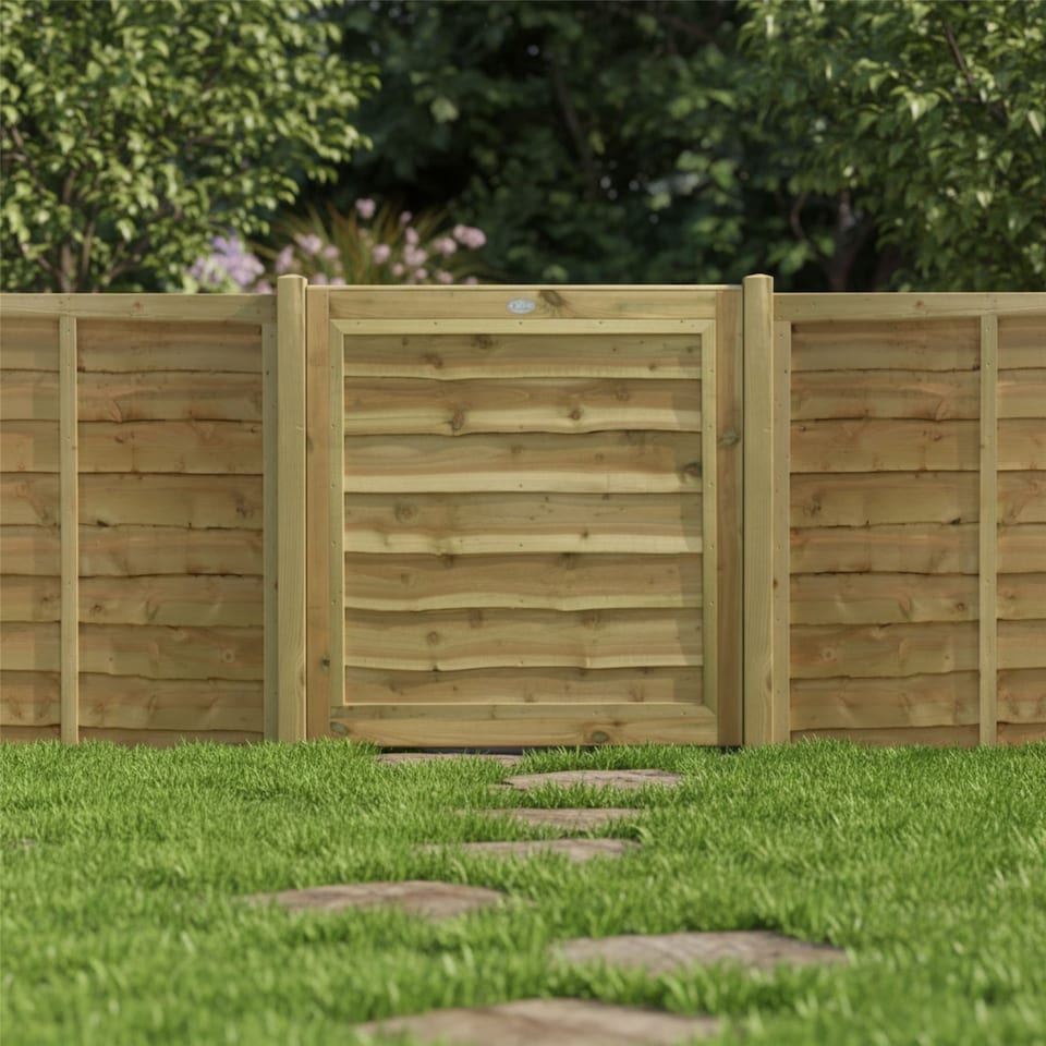 image 1 of Waney Lap Garden Gate 3ft x 3ft Treated Wooden Affordable Pedestrian Side Door