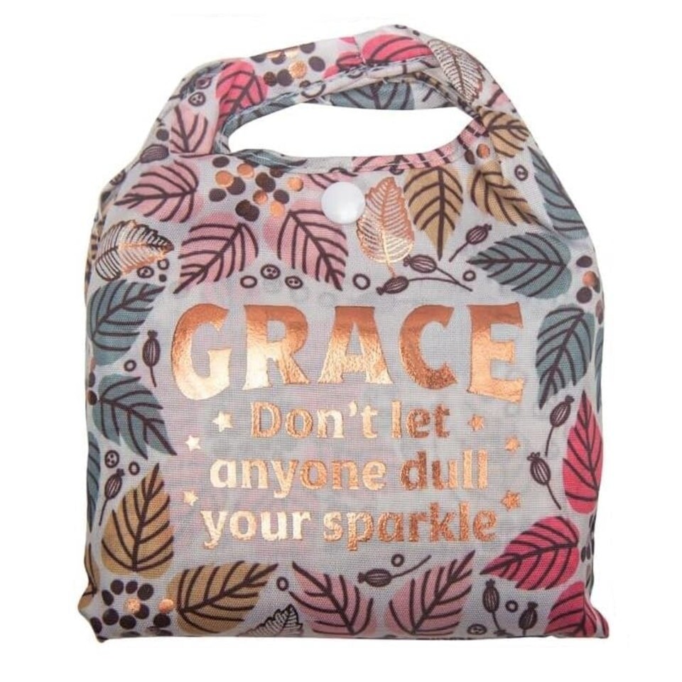image 1 of History & Heraldry Personalised Sparkle Reusable Foldable Shopper Bag - Grace | Multi