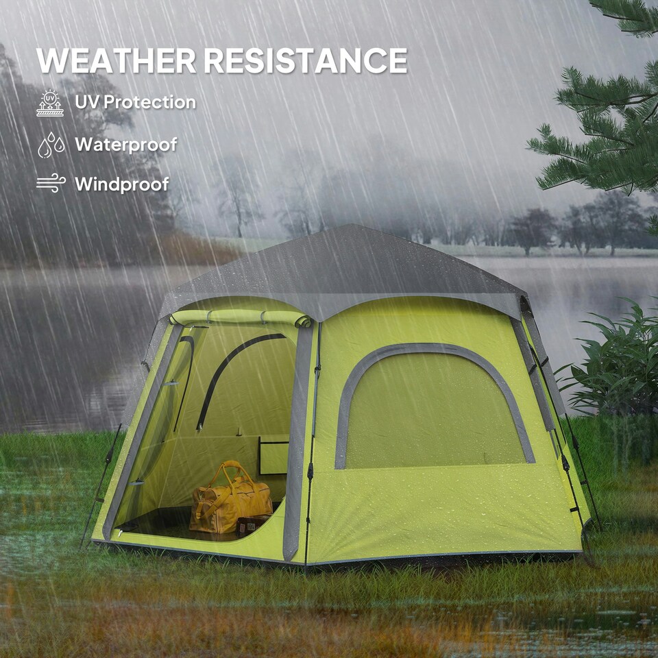image 1 of Outsunny Instant Camping Tent, 4 Person Easy Setup Dome Tent Grey | Dark Grey