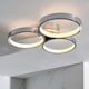 image 2 of Radius Modern Designer Round LED Semi Flush Ceiling Light Chrome, Warm White, IP44