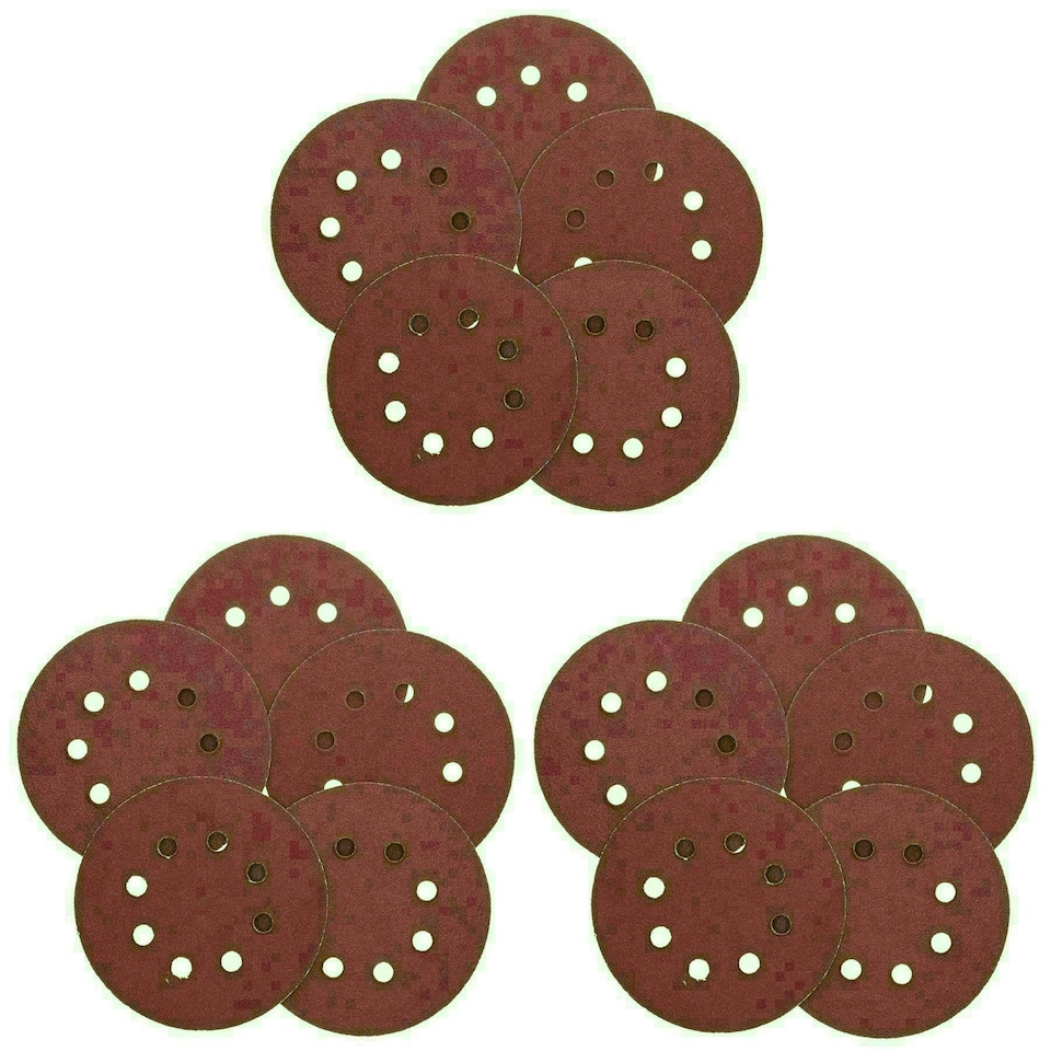 image 1 of 125mm 5" Hook And Loop Sanding Sander Abrasive DA Discs Medium 80 Grit 15pc