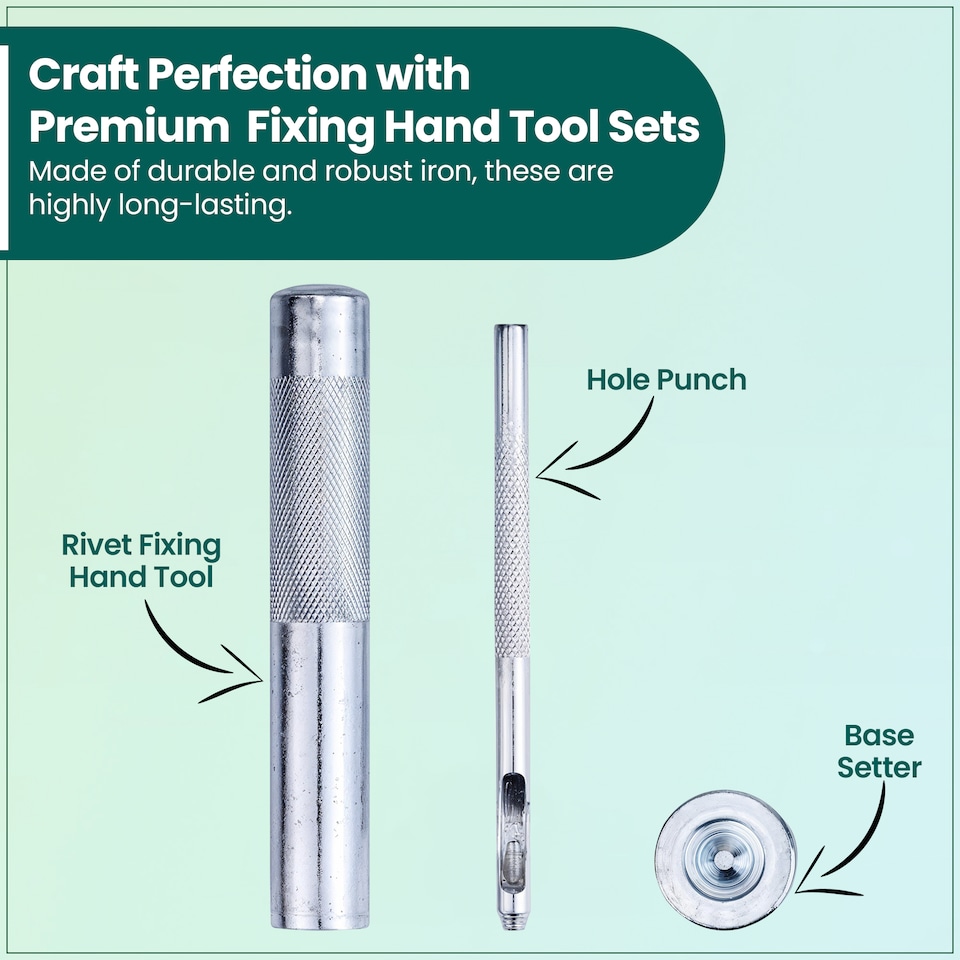image 1 of 9mm Double Cap Rivets Fixing Hand Tool Set for Sewing & Belts