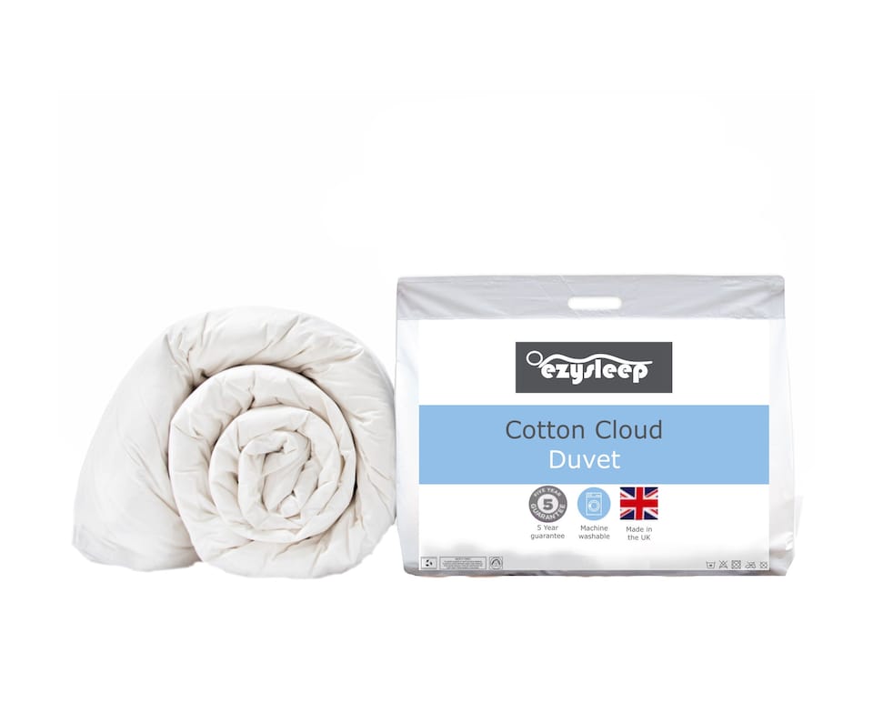Ezysleep 15 Tog Feels Like Down Cotton Cloud Duvet - High-Quality Microfibre Filling | White | White