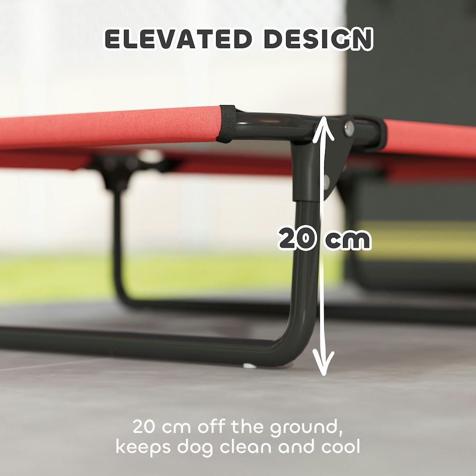 image 1 of PawHut Raised Dog Bed with Breathable Mesh for Large Dogs | Red | L