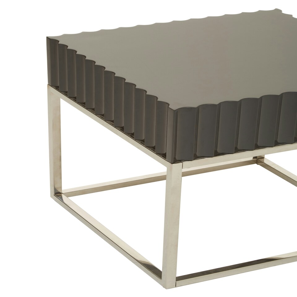 image 1 of Interiors by Premier Grey Hi Gloss Finish Square End Table Grey
