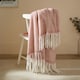 image 1 of Furn Cozy Woven Tasselled Throw | Pink | Pink | 1