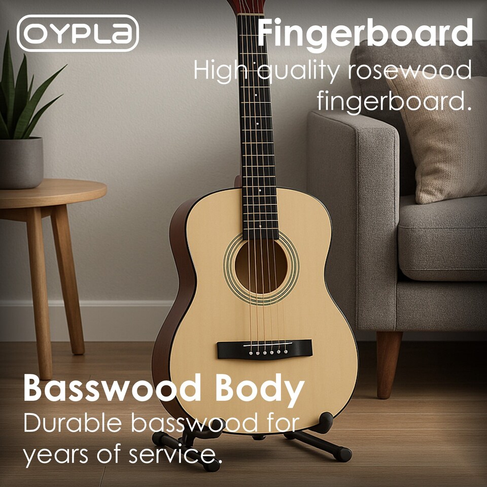 image 1 of 39 Inch Full Size 6 String Steel Strung Acoustic Guitar | Brown