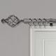 image 1 of Extendable Curtain Pole Spiral Curtain Rail Pole Set Includes Rings, Finials, Brackets & Fittings - BLACK NICKEL - 40cm to 144cm (15” to 57”)