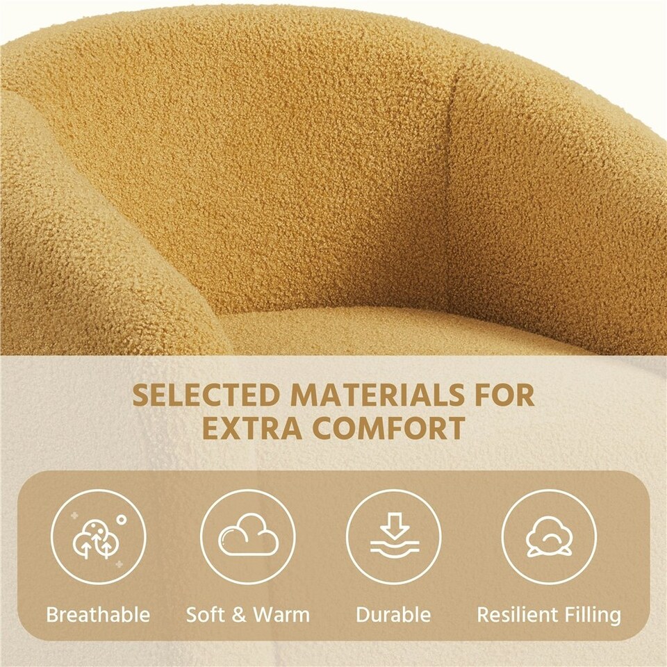 image 1 of Yaheetech Fabric Club Chair Upholstered Accent Barrel Chair Yellow | Mustard Yellow