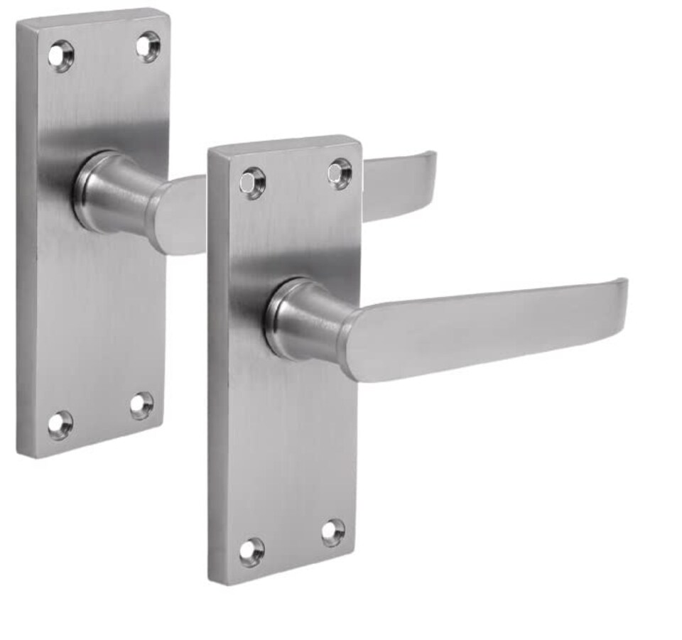 Golden Grace Victorian Straight Door Handles Backplate Lever Latch in Satin Chrome Finish - 120mm x 42mm | Chrome | 1 Pair