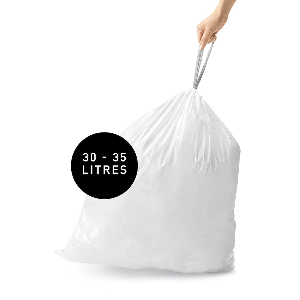 image 1 of Simplehuman 35L Code H Bin Liners, 50% Recycled Custom Fit Bin Bags, Pack of 100 | White | Code H | Code H | 5
