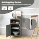image 8 of COSTWAY Bathroom Floor Cabinet Single Door w/Shelf Grey Grey