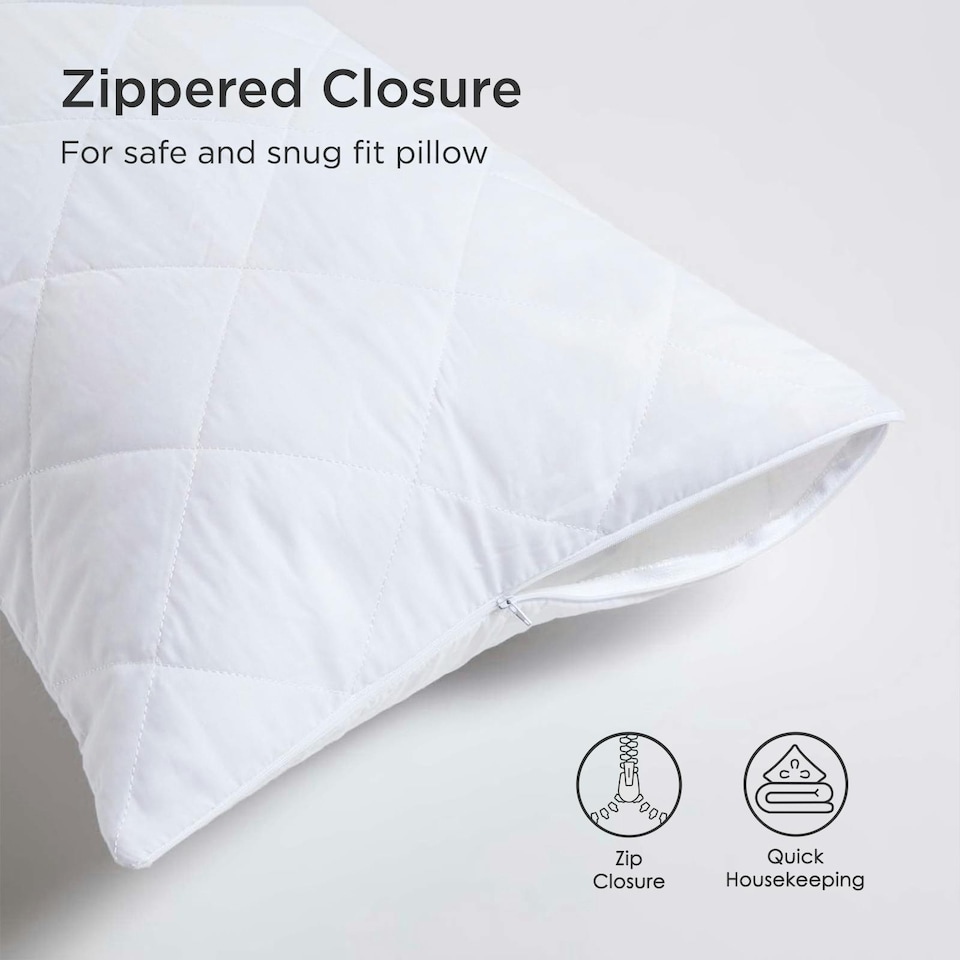 image 1 of Homescapes King Size Quilted Pillow Protector - Pack of 2 | White | King