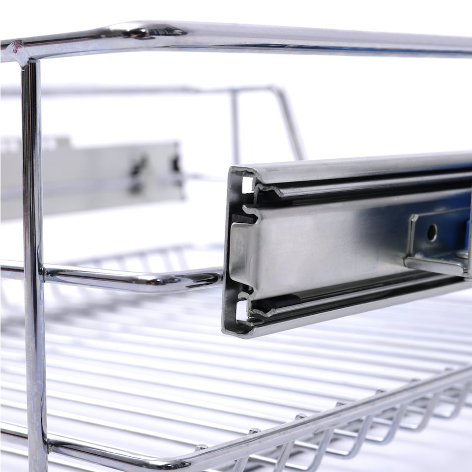 image 1 of Living and Home 2Pcs Metal Sliding Pull Out Wire Basket Organizer For 500mm Cabinet | Silver