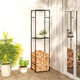 image 9 of Outsunny Metal Firewood Log Holder, Heavy Duty Firewood Rack with Adjustable Shelf, Indoor Outdoor Fireplace Wood Storage Shelf, 45 x 31 x 170 cm, Black