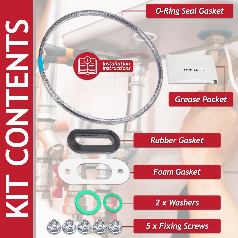 image 1 of SPARES2GO Boiler Burner Seal Gasket Kit for Vaillant ecoMAX ecoTEC Pro Plus VU VUW Heat Exchanger Door Sealing Set (0020025929)
